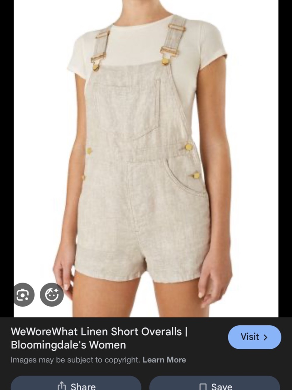 WeWoreWhat Linen Short Overalls in oatmeal